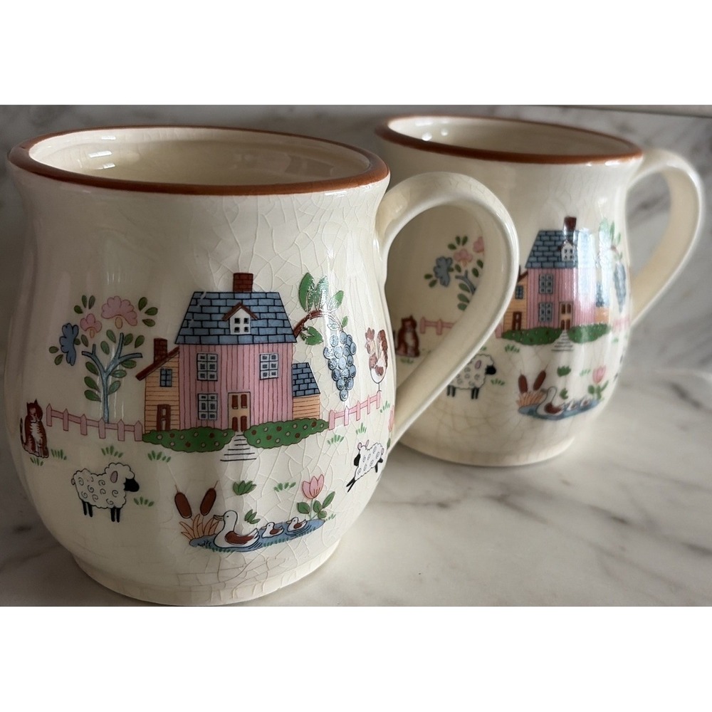 Jamestown China Set of 2 Country Home Coffee Tea Cup Mug Cottage Core Farmhouse